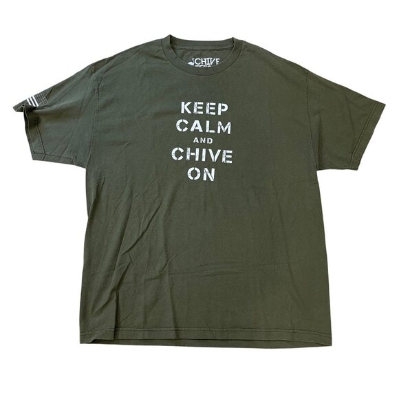 Chive Tees Keep Calm and Chive On Tee Unisex Adult Size XL Green Short Sleeve - Picture 1 of 9